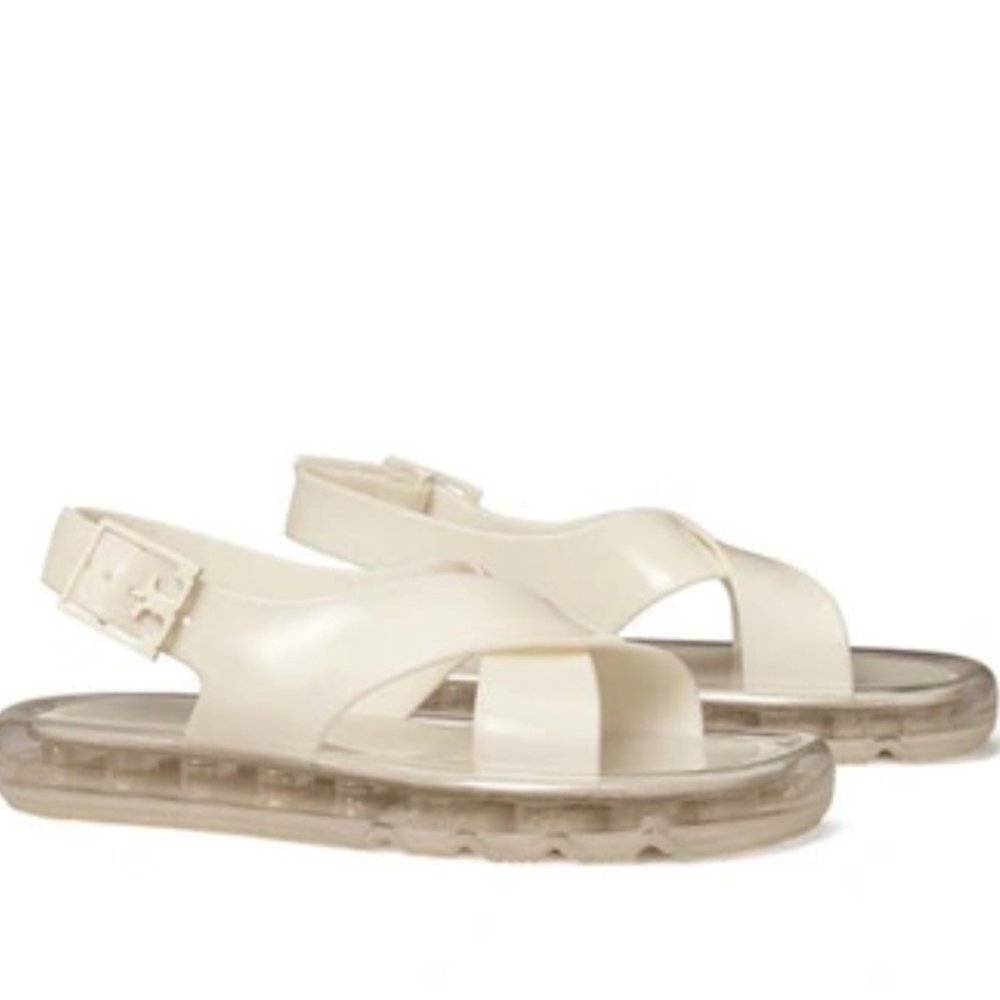 Tory Burch Crisscross Strap Jelly Sandal in New Ivory Size 11